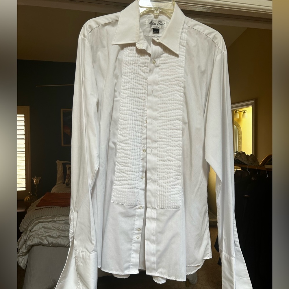 Men's White Tuxedo Vintage Dress Shirt